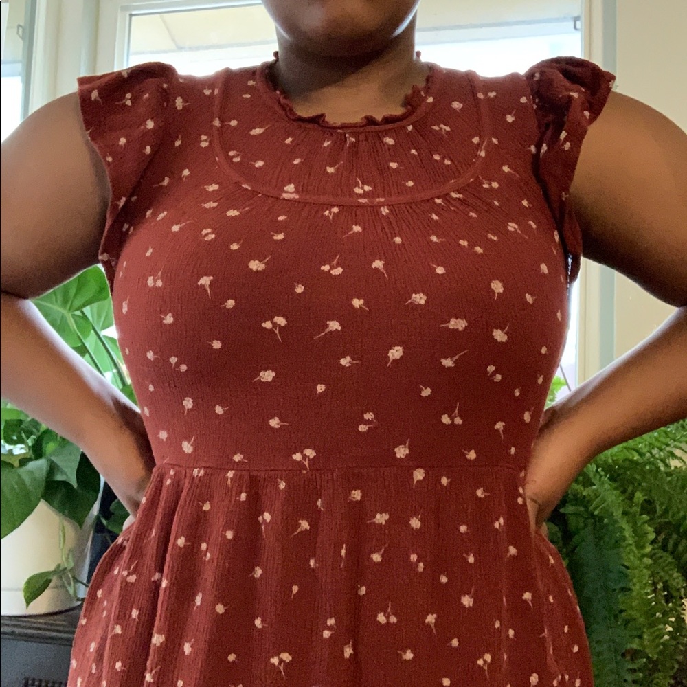 Fall floral midi dress